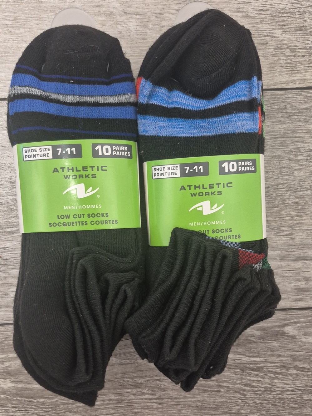 20pairs Of Athletic Works Multi Stripe Men's Low Cut Socks - For Shoe Size 7-11